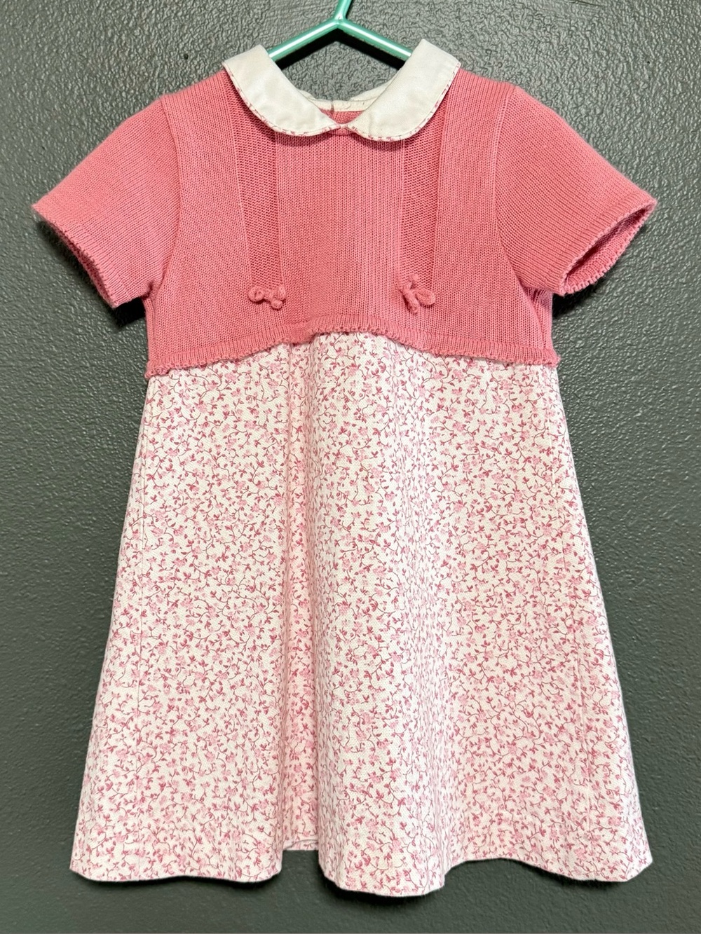 Elisa Menuts Pink Knit & Floral Kids Dress S 3
